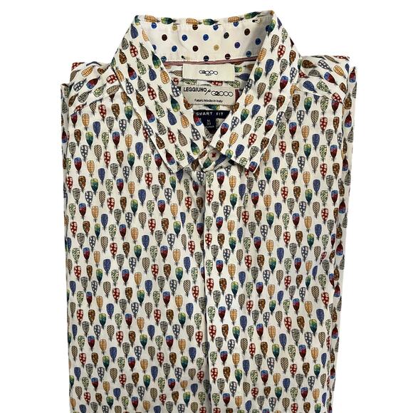 Leggiuno for G2000 Button Up Shirt Mens 16/33 Novelty Print Feathers Smart Fit - Picture 1 of 12